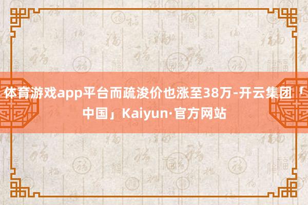 体育游戏app平台而疏浚价也涨至38万-开云集团「中国」Kaiyun·官方网站