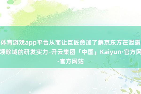 体育游戏app平台从而让巨匠愈加了解京东方在泄露本领畛域的研发实力-开云集团「中国」Kaiyun·官方网站