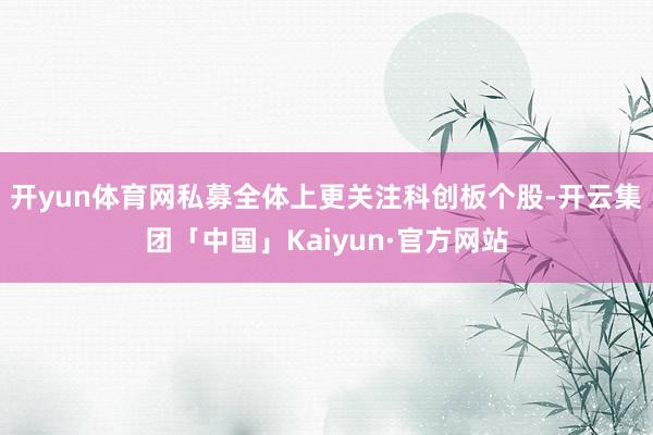 开yun体育网私募全体上更关注科创板个股-开云集团「中国」Kaiyun·官方网站